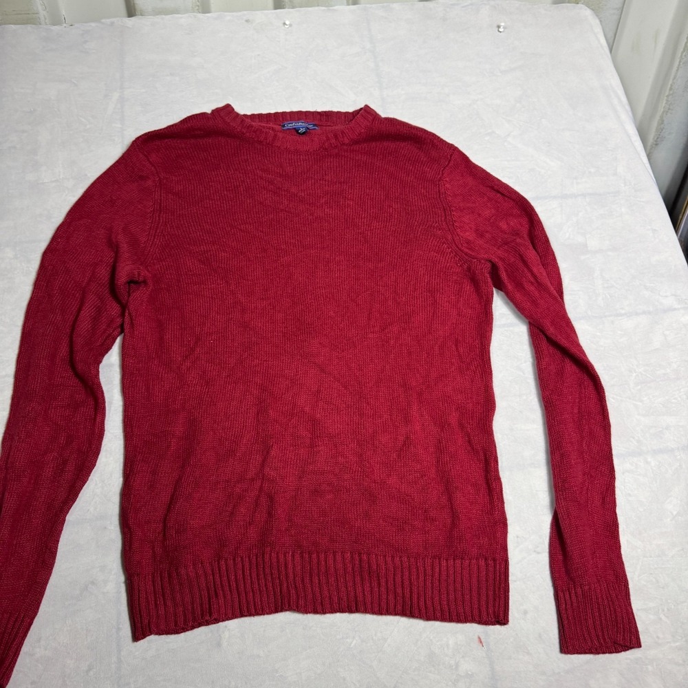 Croft & Barrow Mens Pullover Sweater Maroon Red Knit Crew Neck Winterwear Size L - Picture 3 of 16